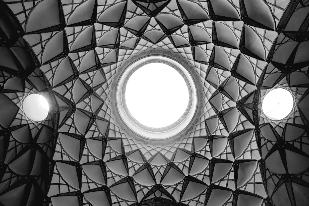 a circular window in the ceiling of a building